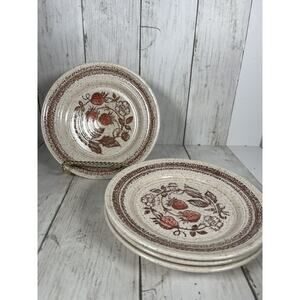 Vintage Homespun Stonecast Churchill Dessert Plates Wild Strawberry Set 4